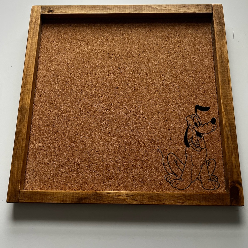 Wooden Framed Cork Board with Pluto Design